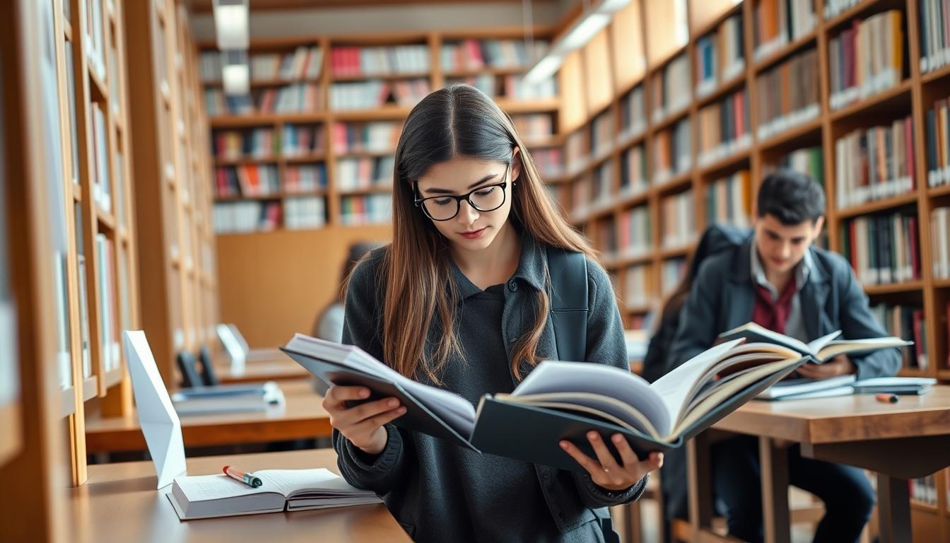 Student using a study guide to organize academic notes